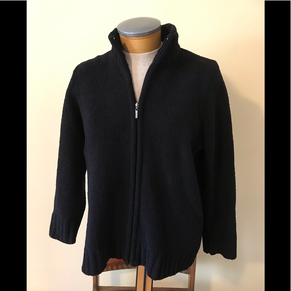 Plus Carolyn Taylor Soft Black Zippered Cardigan